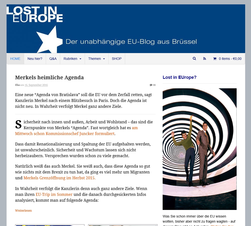 Screenshot Blog „Lost in Europe“