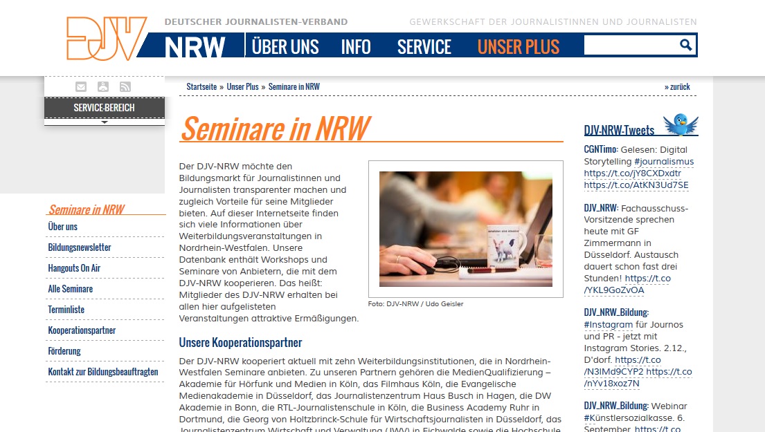 Screenshot DJV-Seminare